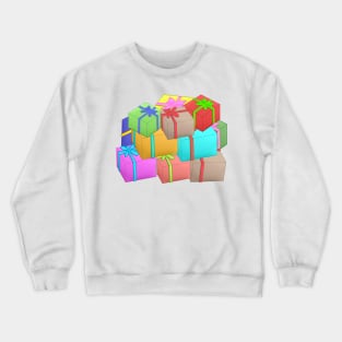 Gift box with ribbon big group pattern background Crewneck Sweatshirt